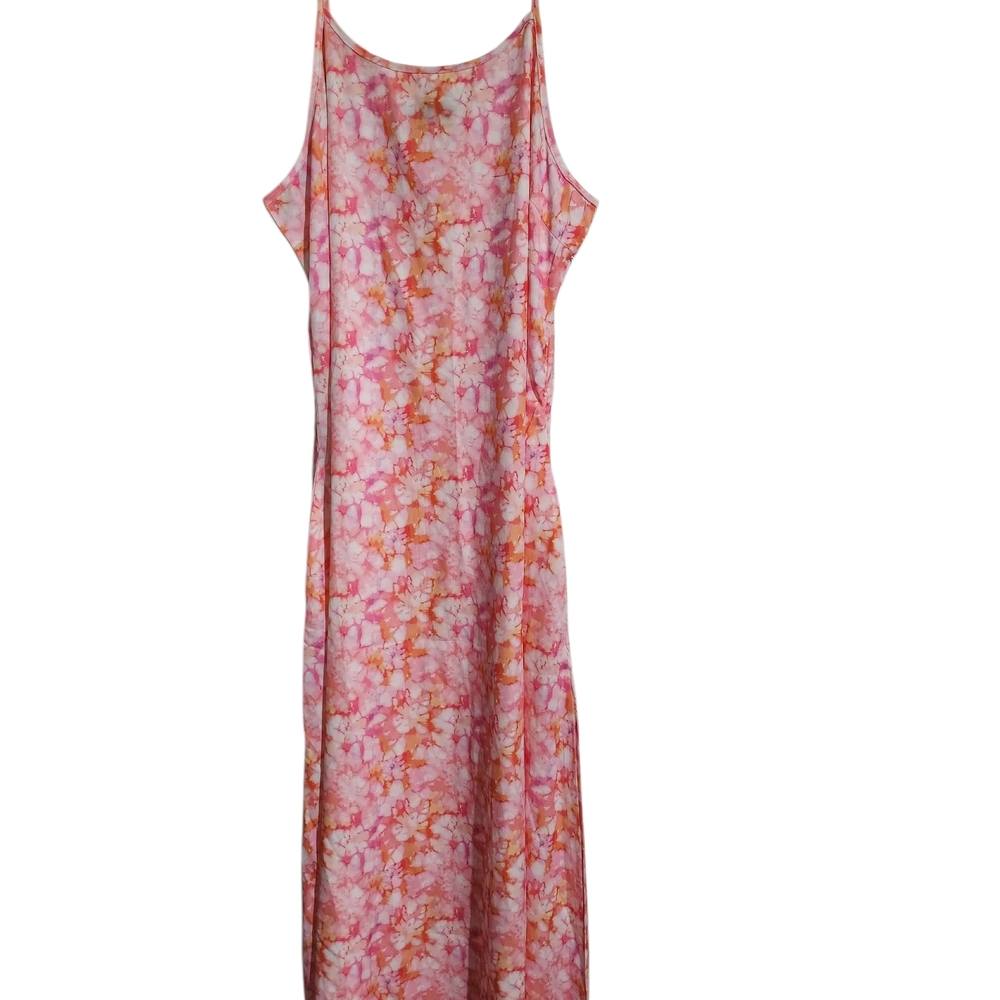 Floral Pink and Orange Maxi Dress